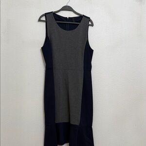 J. Crew Gray and Black Midi Dress